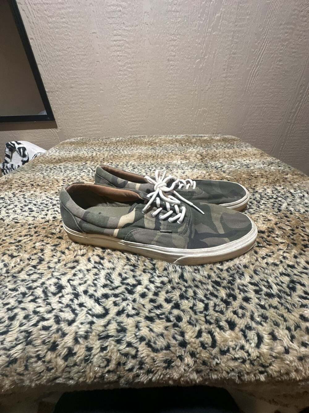 Vans California Era Size 13 Camo Green Canvas Sneakers